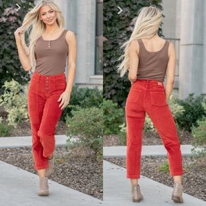 Judy Blue A Walk With You Button Fly Ankle Straight Corduroy